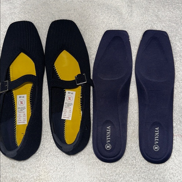 VIVAIA navy blue Mary Jane Knit Flats strap size 41 new without box - Picture 6 of 8